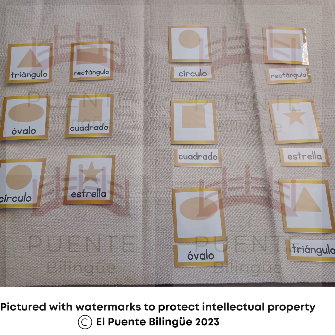 Numbers, Colors and Shapes in Spanish, 3-part cards - PDF Download