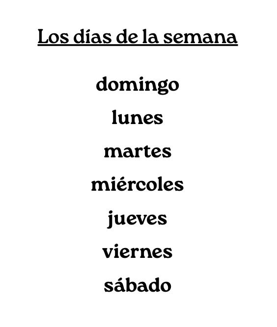 Días de la semana / Days of the Week