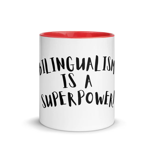 Bilingualism is a Superpower Mug with Color Inside